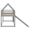 Twin over Twin Low Bunk Bed, House Bed with Ladder , White