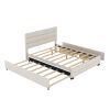 Queen Upholstered Platform Bed with Twin Size Trundle and Two Drawers