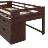 Twin size Loft Bed with Two Shelves and Two drawers