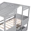 Twin Size Low Loft Wood House Bed with Two Drawers