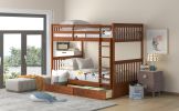 Twin-Over-Twin Bunk Bed with Ladders and Two Storage