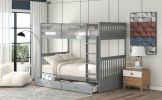 Twin-Over-Twin Bunk Bed with Ladders and Two Storage