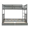 Twin-Over-Twin Bunk Bed with Ladders and Two Storage