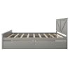 King Size Wooden Platform Bed with Four Storage Drawers and Support Legs