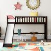 Twin Size Low Loft Bed with Ladder and Slide