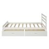 Wood platform bed with two drawers,