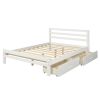 Wood platform bed with two drawers,
