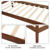 Twin Size Wood Platform Bed with Headboard and Wooden Slat Support