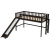 Twin Size Low Loft Bed with Ladder and Slide