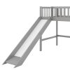 Twin Size Low Loft Bed with Ladder and Slide