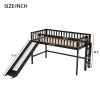 Twin Size Low Loft Bed with Ladder and Slide