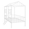 Metal House Bed Frame Twin Size with Slatted Support No Box Spring Needed