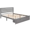 Queen Size Platform Bed with Drawers, Gray