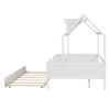 Full Size House Bed Wood Bed with Twin Size Trundle