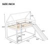 Twin over Twin Low Bunk Bed, House Bed with Ladder , White