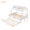 Full Size House Bed Wood Bed with Twin Size Trundle