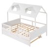 Full Size House Bed Wood Bed with Twin Size Trundle