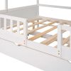 Full Size House Bed Wood Bed with Twin Size Trundle