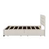 Queen Upholstered Platform Bed with Twin Size Trundle and Two Drawers