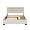 Queen Upholstered Platform Bed with Twin Size Trundle and Two Drawers