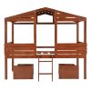 Twin Size Low Loft Wood House Bed with Two Drawers