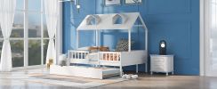 Full Size House Bed Wood Bed with Twin Size Trundle