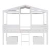 Twin Size Low Loft Wood House Bed with Two Drawers