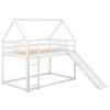 Twin over Twin Low Bunk Bed, House Bed with Ladder , White