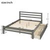 Wood platform bed with two drawers,