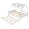 Full Size House Bed Wood Bed with Twin Size Trundle
