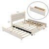 Queen Upholstered Platform Bed with Twin Size Trundle and Two Drawers