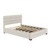 Queen Upholstered Platform Bed with Twin Size Trundle and Two Drawers