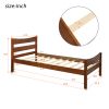 Twin Size Wood Platform Bed with Headboard and Wooden Slat Support
