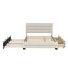 Queen Upholstered Platform Bed with Twin Size Trundle and Two Drawers