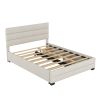 Queen Upholstered Platform Bed with Twin Size Trundle and Two Drawers