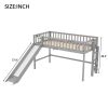 Twin Size Low Loft Bed with Ladder and Slide