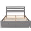 Queen Size Platform Bed with Drawers, Gray