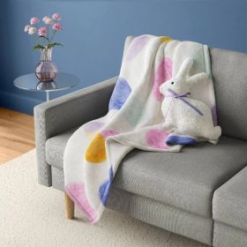 Easter Eggs Printed Plush Throw Blanket (Option: Colorful)