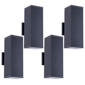 12in Outdoor Wall Lights 4 Packs,Modern Square Outdoor Porch Light,Square Cylinder Up Down Lights Aluminum Waterproof Wall Lighting Exterior Ligh (Option: Default)