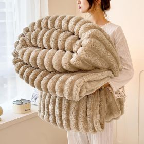 Luxurious Faux Rabbit Fur Blanket - Soft, Warm, And Comfortable, Perfect For Sofas, Beds, Offices, And Travel - A Versatile, All-season Gift And (Option: Khaki-79in X 90in 200 X 230cm)