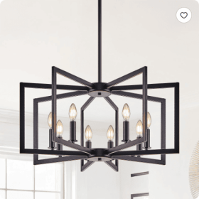 27Modern Golden Geometric 8Light Chandelier Industrial Metal Pendant Light Fixture For Living Room, Dining Room, Or Kitchen Bulb Not Included (Option: Gold-8LightBlack)