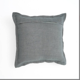 Linen Printed Cushion With Fringes  Brown (Option: Granite)