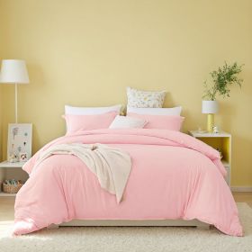 White & Pink Extra Large Duvet Cover Set Includes 1 Duvet Cover & 2 Pillowcases. Made Of Premium Breathable Microfiber With Hotel-grade Minimalis (Option: Pink-Q)